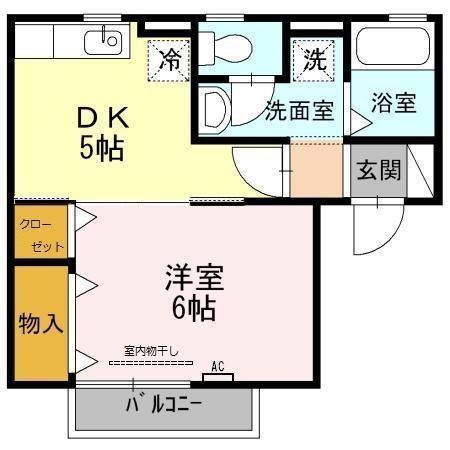 ファンテールC(1DK/2階)の間取り写真