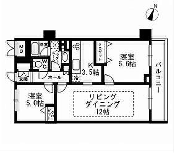 パークフラッツ学芸大学(2LDK/5階)の間取り写真