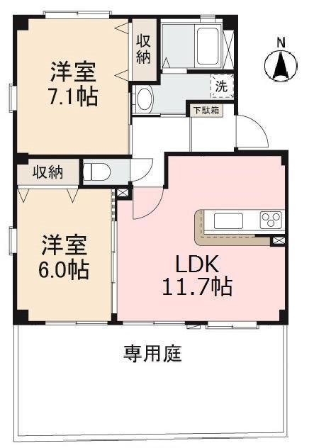 フォブールこうざいA・B(2LDK/1階)の間取り写真