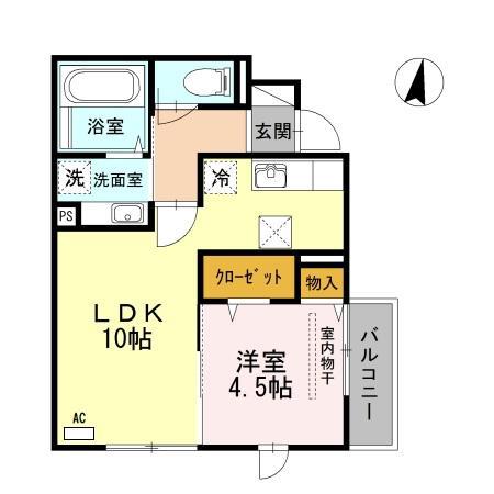 ジュネナナモリ(1LDK/1階)の間取り写真
