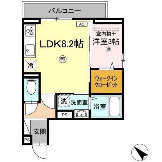 タウン中筋(1LDK/3階)の間取り写真