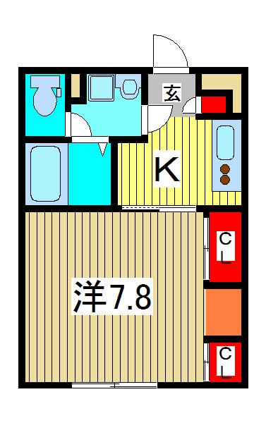 グランシャリオ(1K/1階)の間取り写真