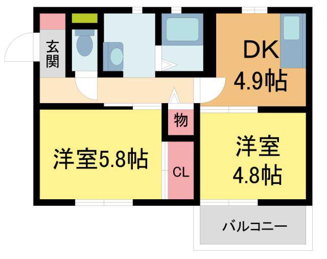 ドミール大森A・B・C(2K/2階)の間取り写真
