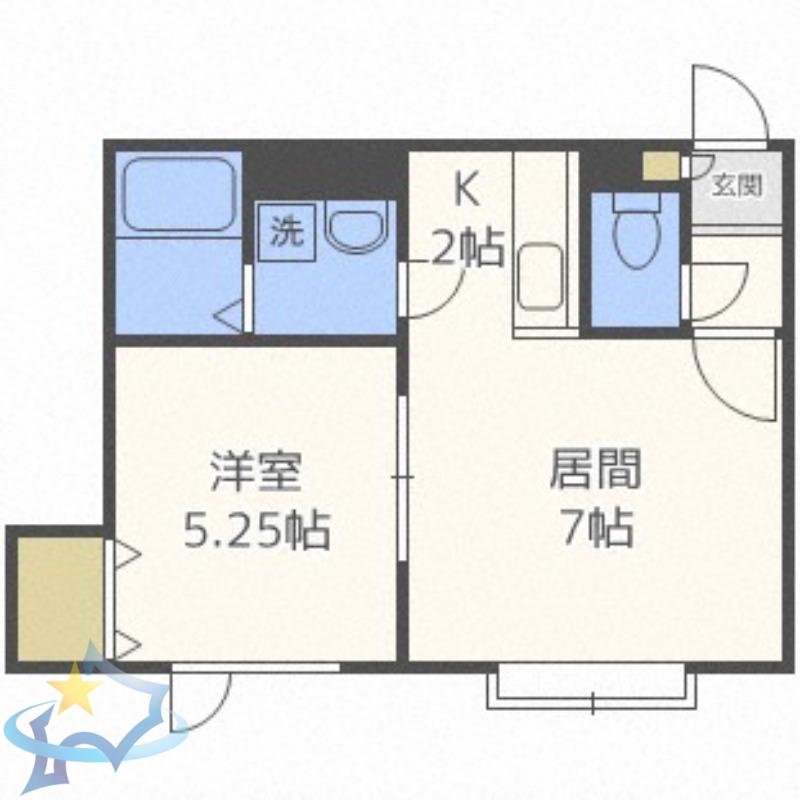 ラピスラズリ(1LDK/2階)の間取り写真