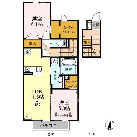 ハーモニーテラス(2LDK/2階)の間取り写真