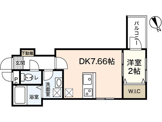 セブンプロート五日市リバーサイドII(1DK/2階)の間取り写真