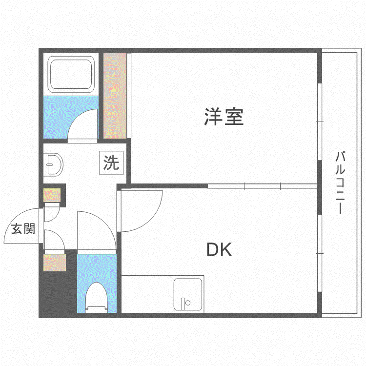 ハイフィールド88(1DK/4階)の間取り写真