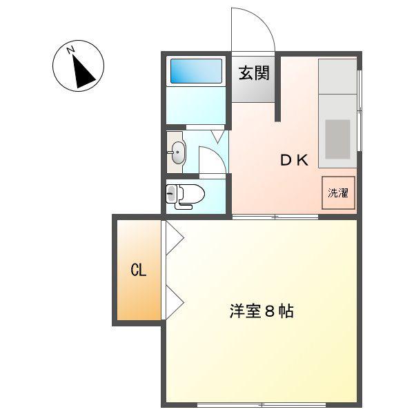 ドミールS(1DK/2階)の間取り写真