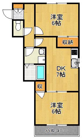 メゾン野川(2DK/1階)の間取り写真