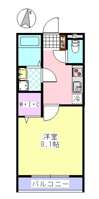 アンソレイエ(1K/2階)の間取り写真
