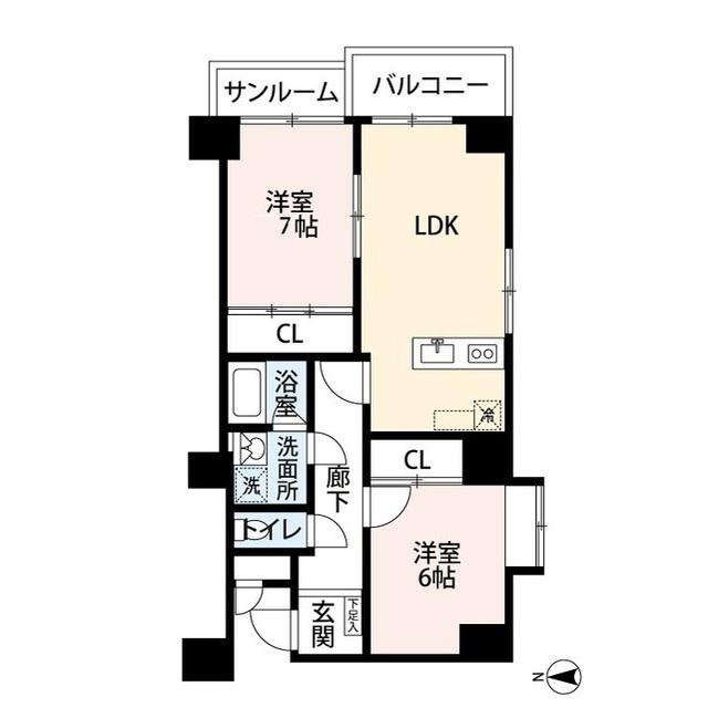 プラザ信開糸町(2LDK/5階)の間取り写真