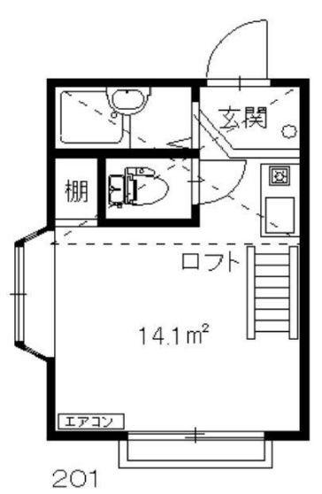 ベルコート東大和(1K/2階)の間取り写真