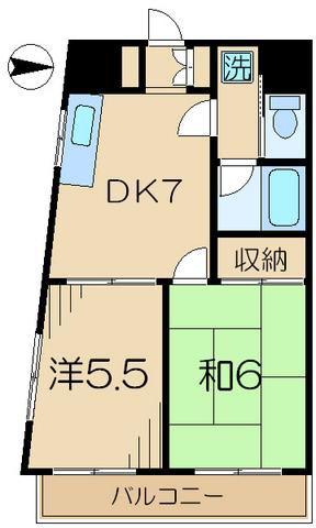 セルーエ三鷹(2DK/5階)の間取り写真