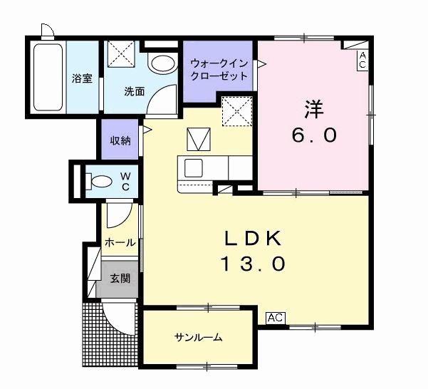 エスペランサ雅(1LDK/1階)の間取り写真
