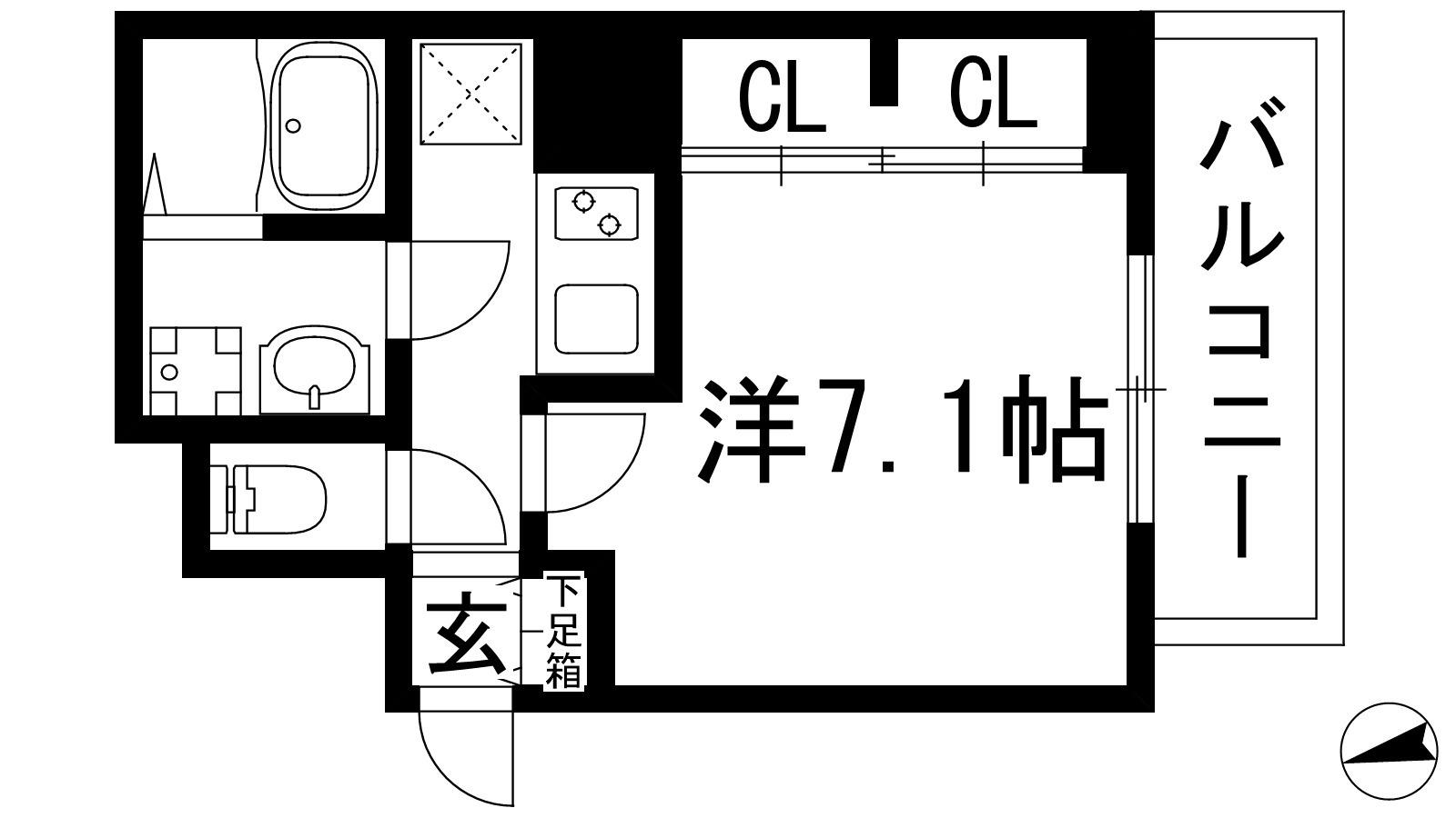 エクラ宝塚(1K/2階)の間取り写真