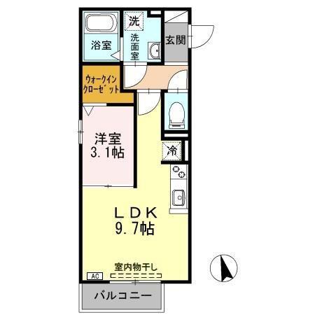 パルフェ(1LDK/2階)の間取り写真