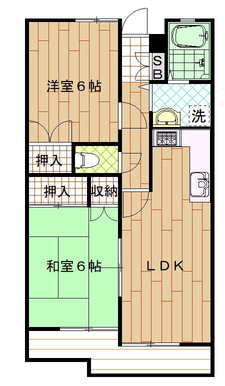 ビューテラス宮ノ台(2LDK/2階)の間取り写真