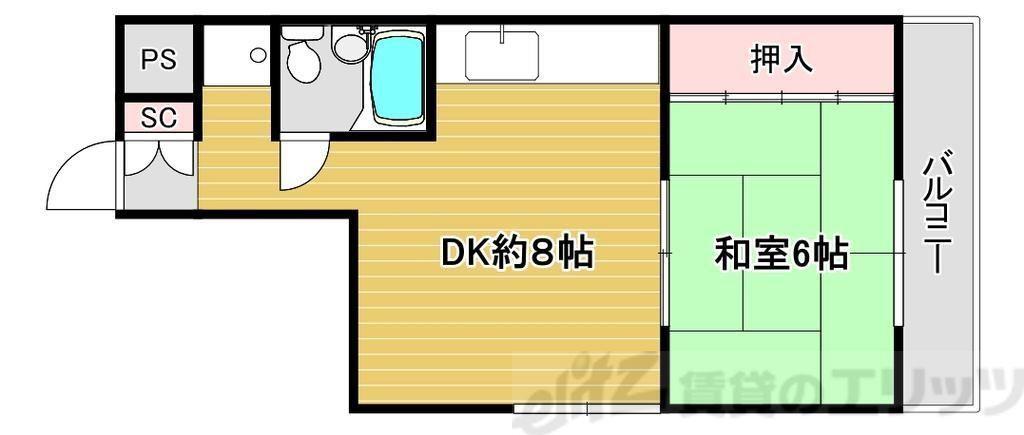 ロイヤルハイツ豊里A棟(1DK/2階)の間取り写真