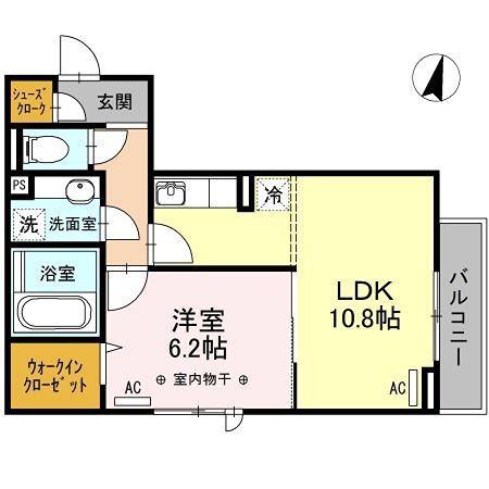 D-ROOM煌(1LDK/2階)の間取り写真