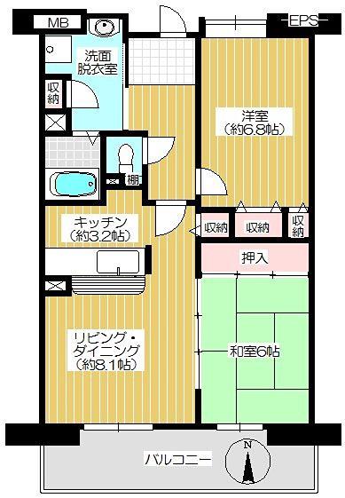 コーポレート上戸田(2LDK/8階)の間取り写真