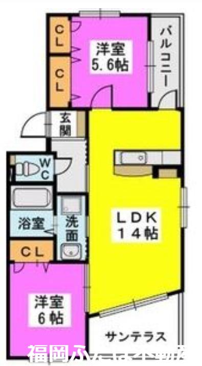 グランドゥールステラ(2LDK/1階)の間取り写真