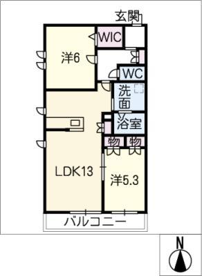 ウィステリア(2LDK/1階)の間取り写真