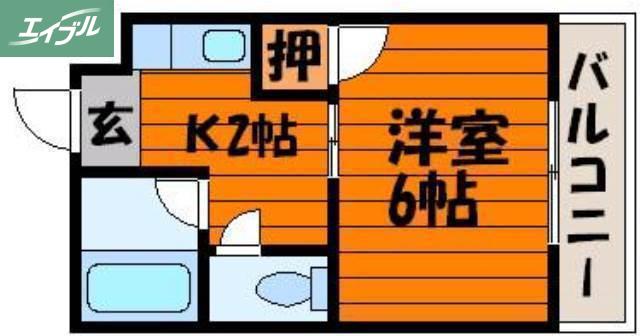 AKKマンション(1K/2階)の間取り写真