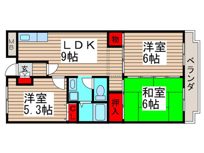 モントレー西船(3LDK/2階)の間取り写真