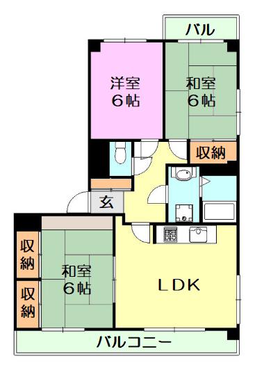 カーサ・アルメディア(3LDK/2階)の間取り写真