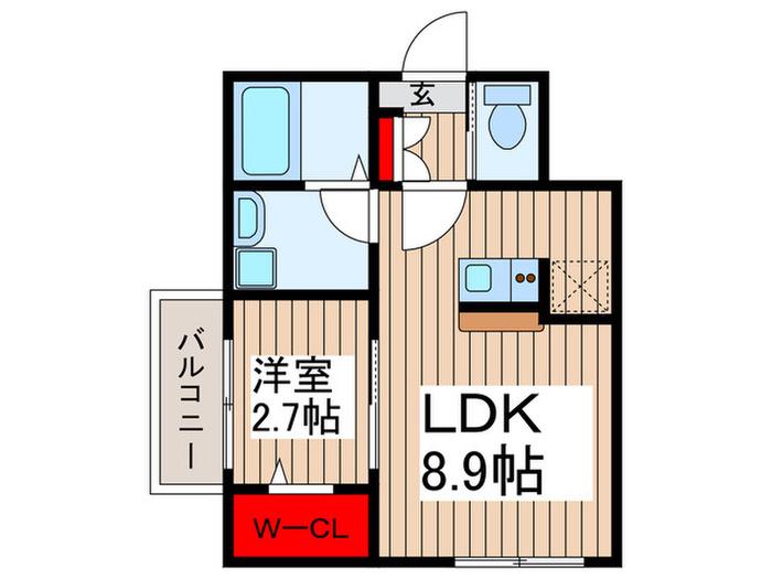 KLEIS川越市(1LDK/2階)の間取り写真