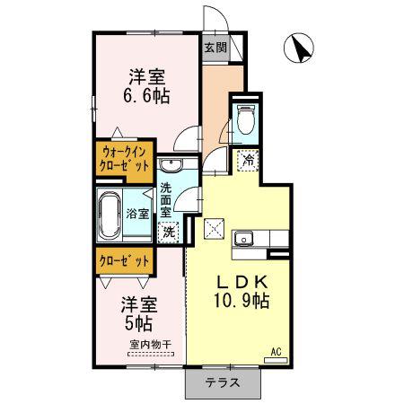 ウィット竜泉寺B棟(2LDK/1階)の間取り写真