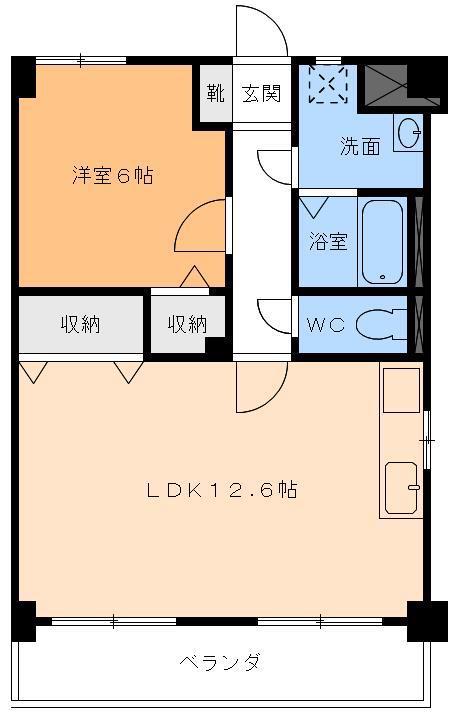 サウスコート松年(1LDK/3階)の間取り写真