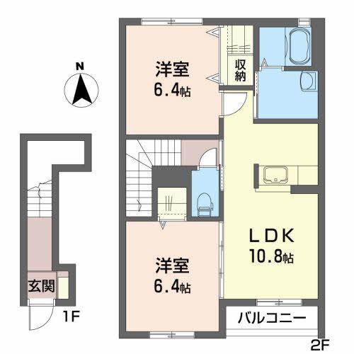 メゾン モンタールト A(2LDK/2階)の間取り写真