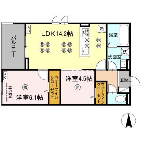フェリックス(2LDK/2階)の間取り写真