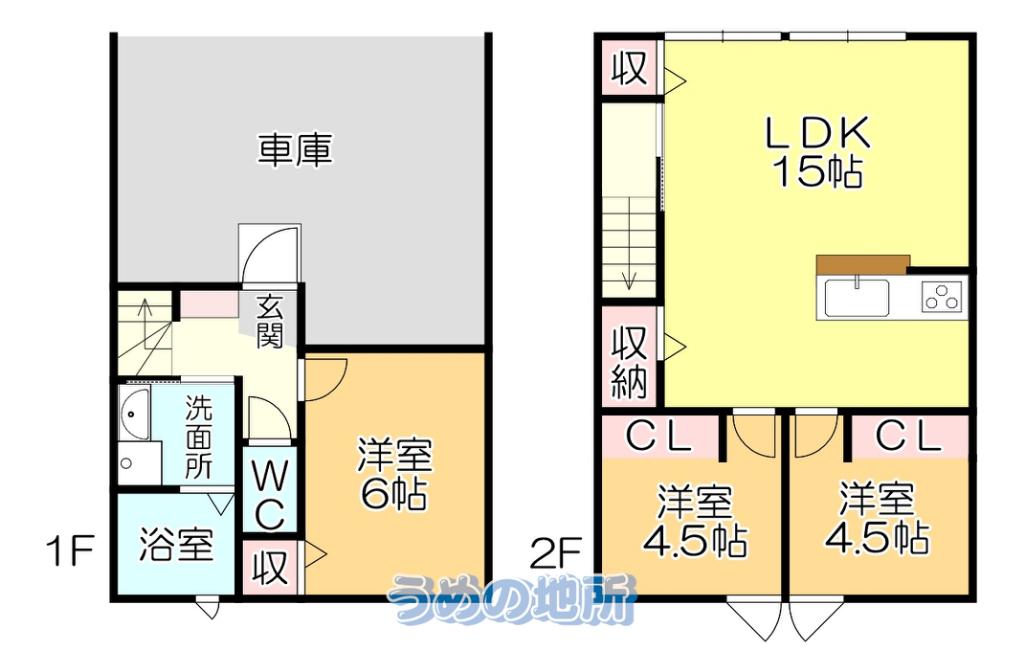 HOOKED HOUSE 一條 A棟(3LDK/2階)の間取り写真