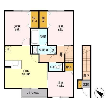 パークシティ土合A(3LDK/2階)の間取り写真
