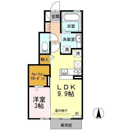 地下鉄東山線 藤が丘駅(愛知) バス乗車時間：23分 最寄りバス停で下車 徒歩2分 2階建 築11年(1LDK/1階)の間取り写真