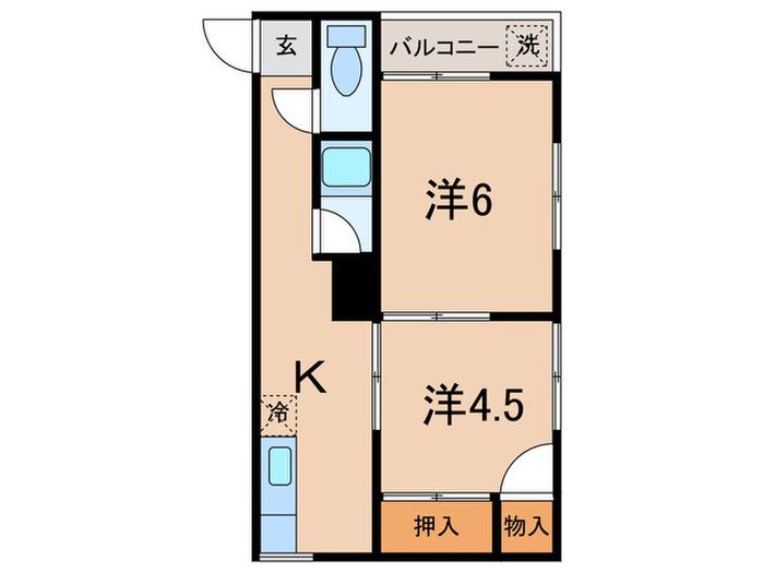 コーポラス志村(2K/4階)の間取り写真