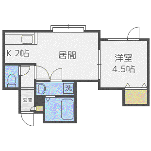 クローバーパーク新琴似(1LDK/3階)の間取り写真