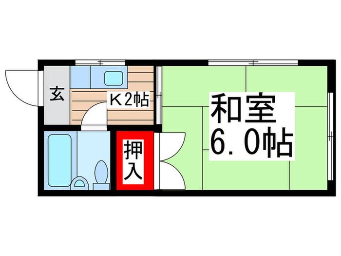 柿澤ハイツ(1K/2階)の間取り写真