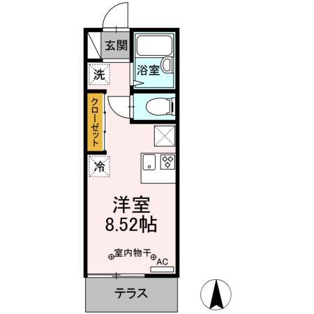 セジュール三鷹(ワンルーム/1階)の間取り写真