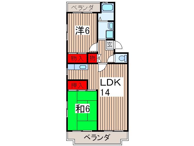 プリムロ―ズ南浦和(2LDK/1階)の間取り写真