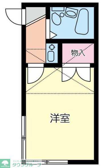 ユナイト白楽コリンの杜(1K/2階)の間取り写真