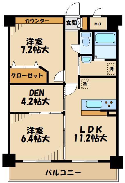 GRANDE FIORE(1SLDK/2階)の間取り写真