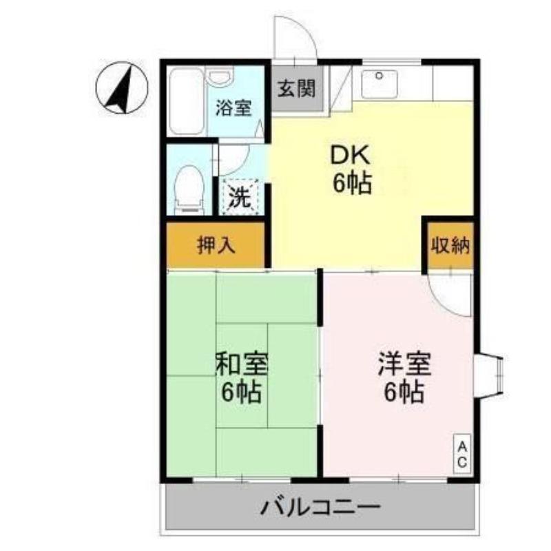 コーポサニーサイド(2DK/2階)の間取り写真