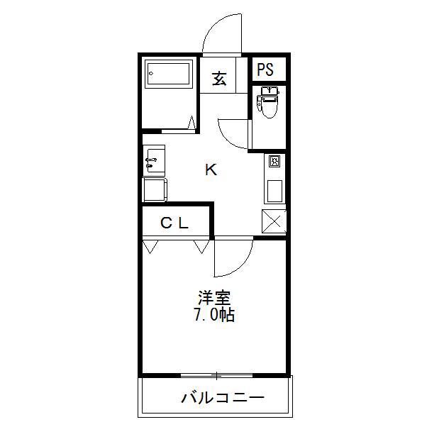 レジデンス興南(1K/4階)の間取り写真