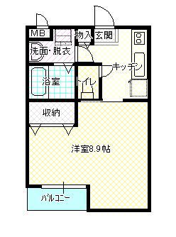 ルミエール豊岡II(1K/1階)の間取り写真