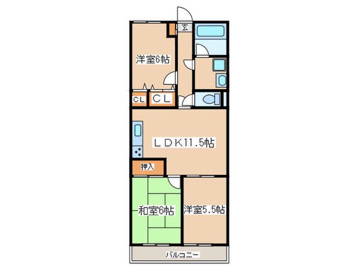 クリオ辻堂参番館(3LDK/3階)の間取り写真