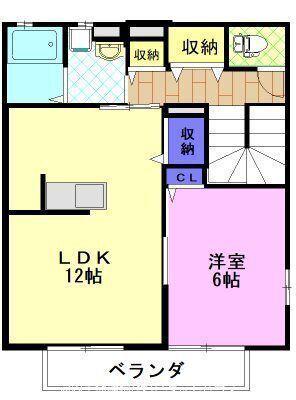プチフルールⅠ(1LDK/2階)の間取り写真
