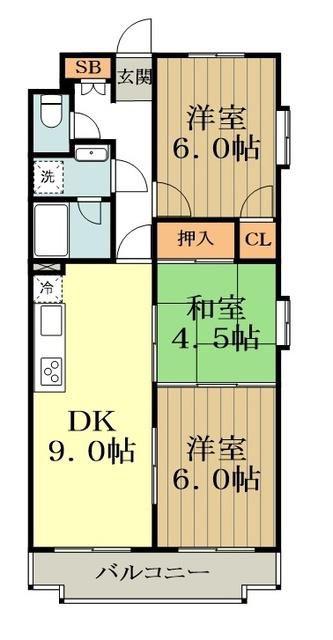 プライムアーバン武蔵小金井(3DK/5階)の間取り写真